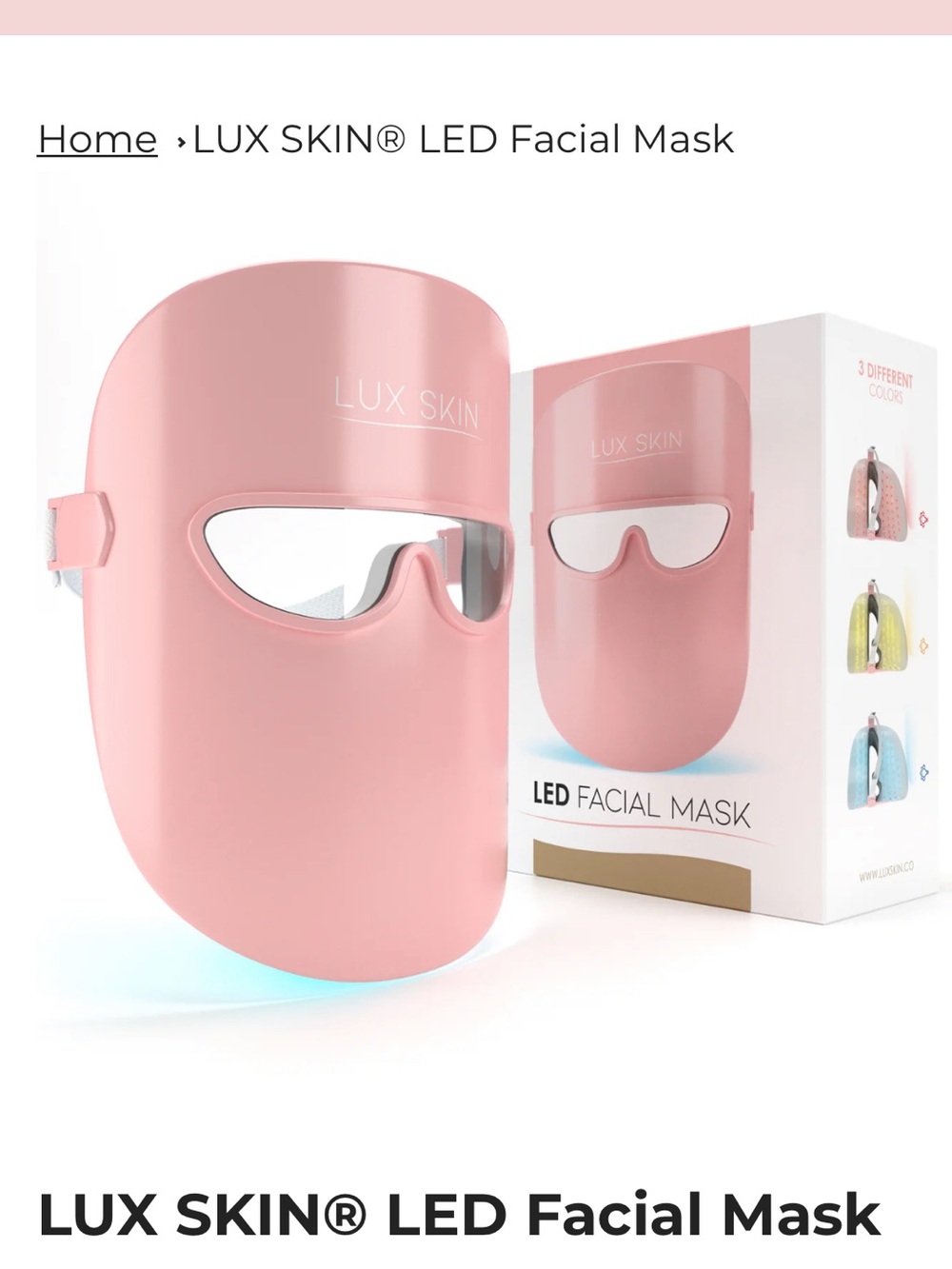 LED Facial Mask — Pink LED Therapy Mask